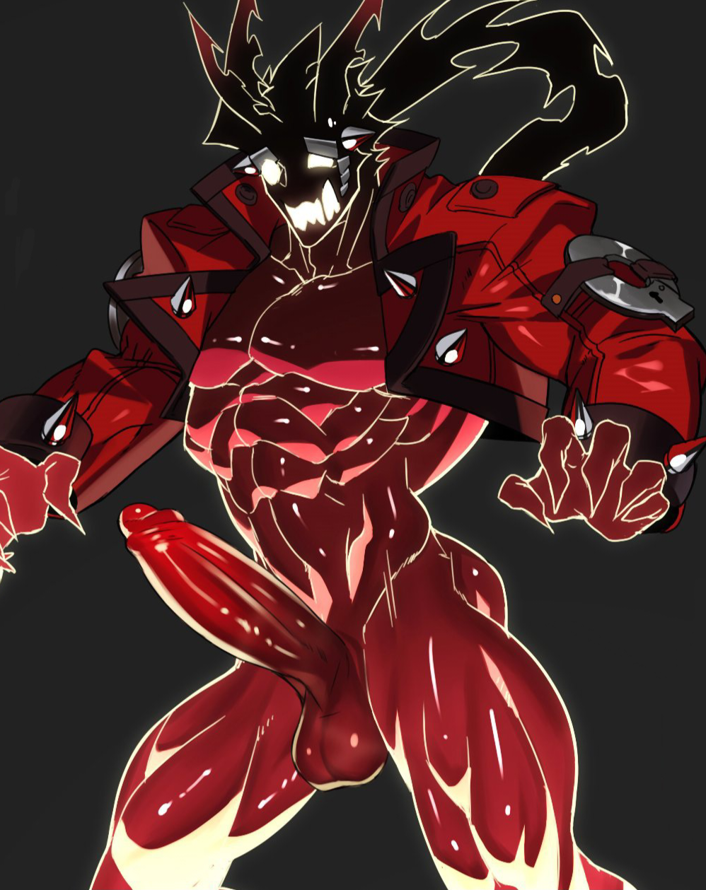 balls bara big_penis boner dragon_install erection guilty_gear male male_only mostly_nude muscles muscular na_insoo pantsless penis rennik sol_badguy sol_badguy_(dragon_install) solo solo_male