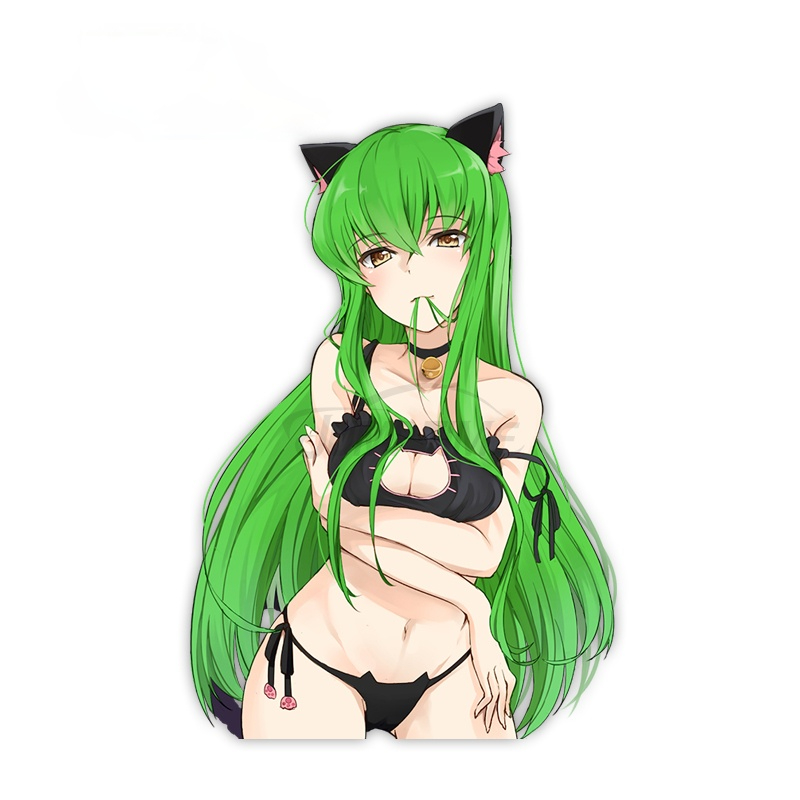1girls, animal ears, boob window, bra, breasts, c.c., cat bell, cat ears, cat girl, cat lingerie, catgirl, code geass, female, female only, light skin, light-skinned female, lingerie, looking at viewer, panties, seductive, simple background, solo, source request, tagme, verzura (artist), white background, yellow eyes