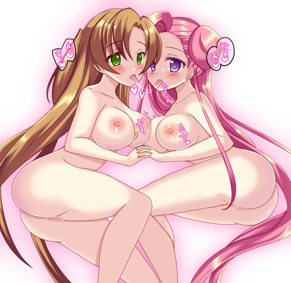 2girls ass big_breasts breasts code_geass euphemia_li_britannia female female/female female_only long_hair miyako_(mongcocoa) multiple_girls nude saliva_trail shirley_fenette