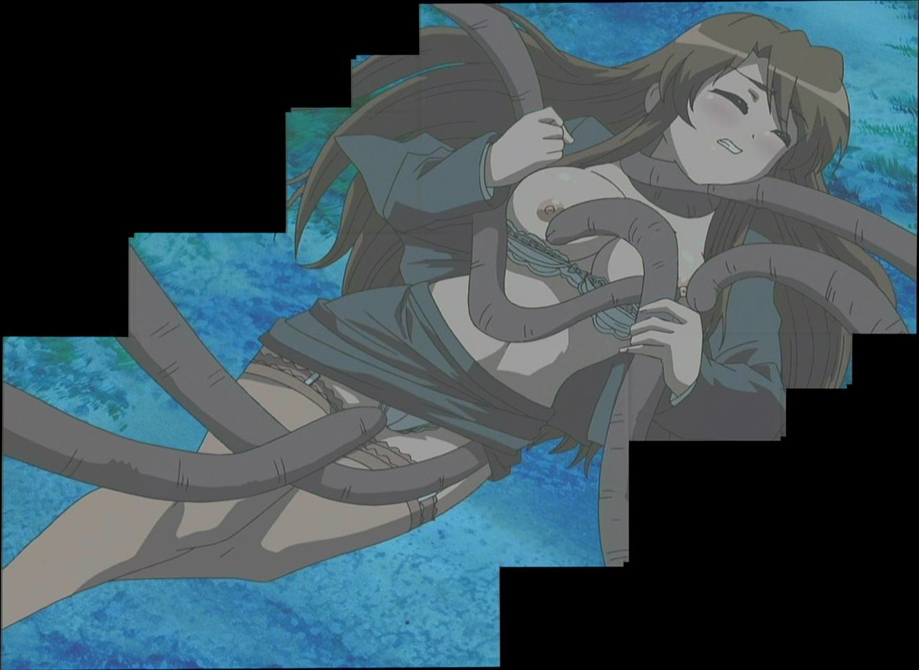 anime_screencap brown_hair female interspecies ma_ga_ochiru_yoru male_monster ova screenshot stitched tentacle tentacles the_night_when_evil_falls