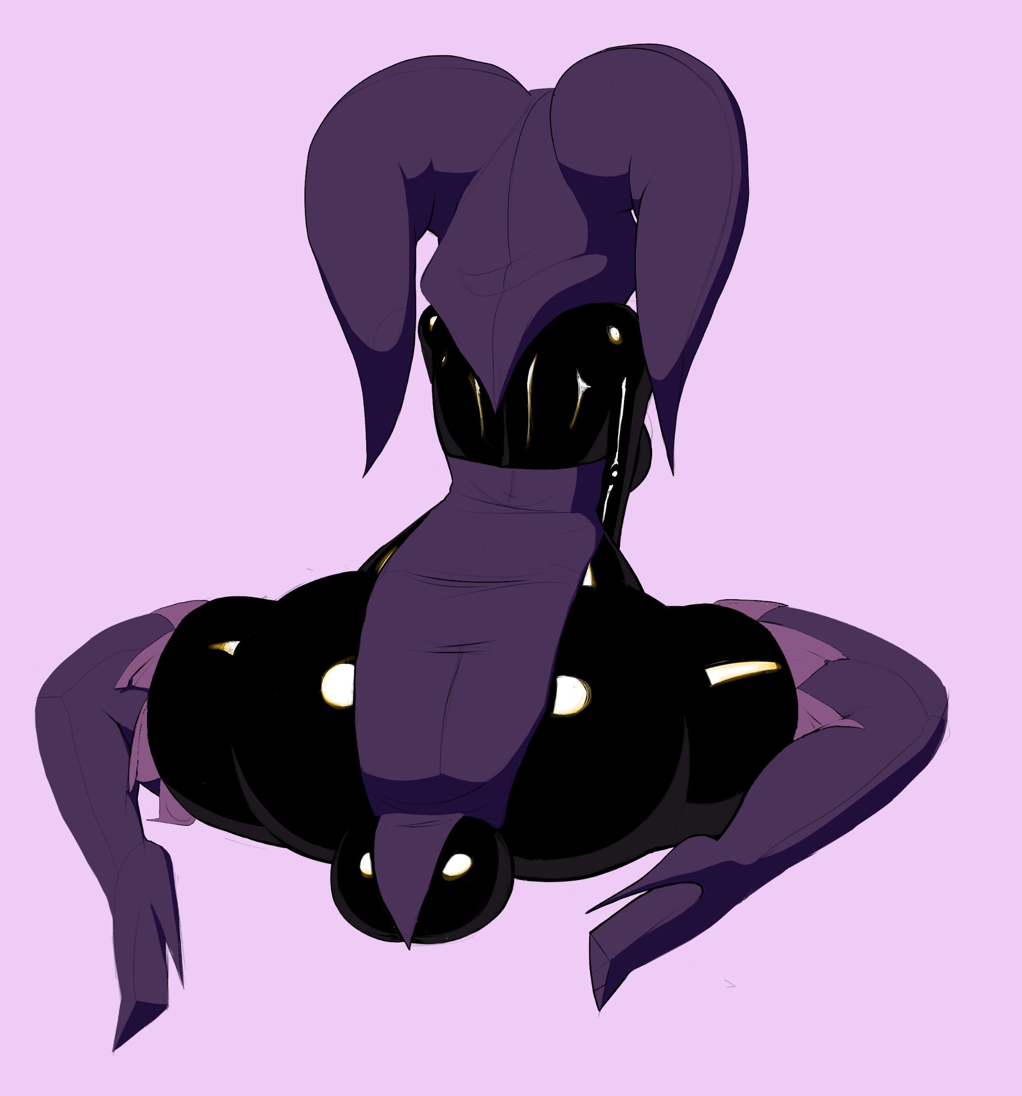 1futa, 2023, ass, back, back view, backsack, balls, ballsack, big ass, big balls, black body, black skin, bottom heavy, breasts, clothed, clothing, dracreloaded, esther (jesth3r), futa only, futanari, high heel boots, high heels, hood, huge hips, humanoid, intersex, more at source, mostly nude, shiny skin, solo, solo futa, spread legs, thick thighs, thigh boots, thighhighs, wide hips