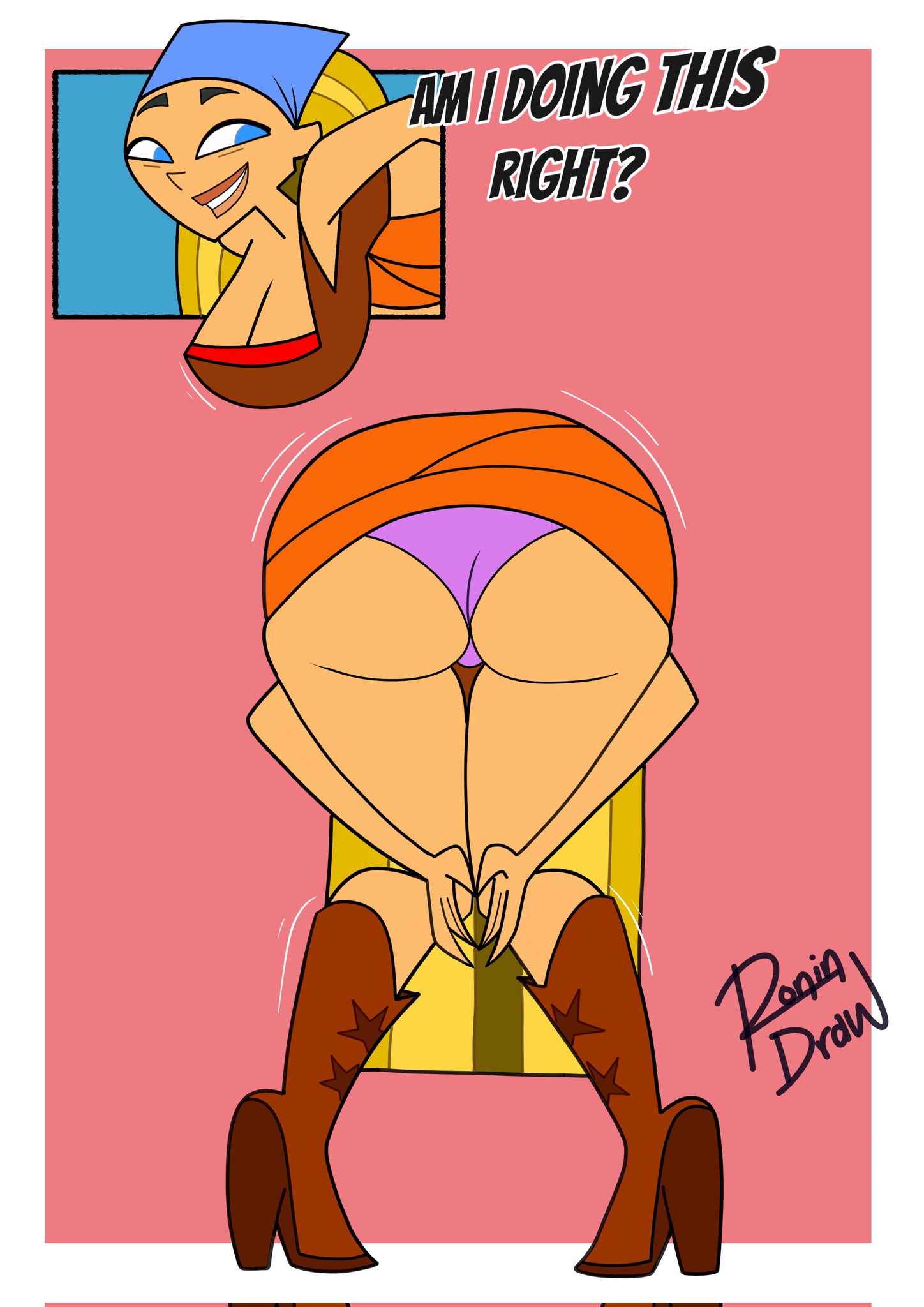 2d, blonde hair, blue eyes, busty, female, female focus, female only, hourglass figure, lindsay (tdi), long hair, ronindraw, tagme, total drama island, wide hips