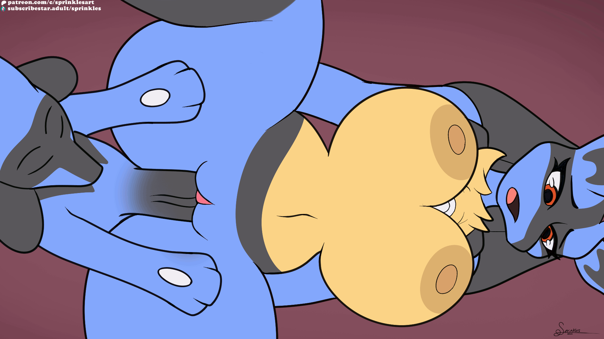 animated, animated gif, areola, big breasts, big penis, bouncing breasts, breasts, duo, female, female anthro, female penetrated, generation 4 pokemon, genitals, hi res, lucario, male, male penetrating, male penetrating female, male/female, nintendo, nipples, penetration, penis, pokemon, pokemon (species), riolu, sex, sprinkles (artist), tan areola, tan nipples, vaginal, vaginal penetration