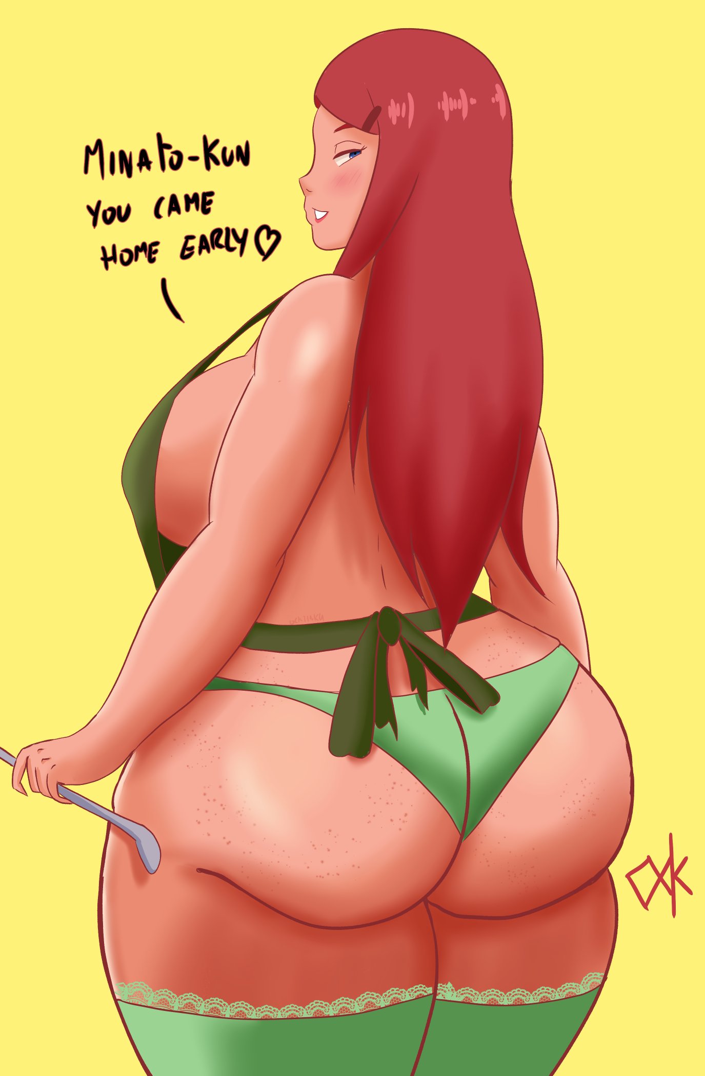 0cktinku 1girls alternate_version_available apron ass bedroom_eyes big_ass big_breasts big_butt blue_eyes blush bubble_ass bubble_butt busty chubby chubby_female curvaceous curvy curvy_body curvy_female curvy_figure dialogue english_text fat_ass female female_focus female_only freckles freckles_on_ass green_legwear green_panties green_stockings green_thighhighs green_underwear hairclip hi_res high_resolution highres huge_ass large_ass large_breasts legwear light-skinned_female light_skin lingerie lips lipstick looking_at_viewer looking_back mature mature_female milf naruto naruto_(series) naruto_shippuden panties pink_lips pink_lipstick red_hair seductive seductive_eyes seductive_look shounen_jump sideboob smile smiling smiling_at_viewer solo solo_female solo_focus spatula stockings text thick_thighs thighhighs thighs underwear uzumaki_kushina voluptuous wide_hips