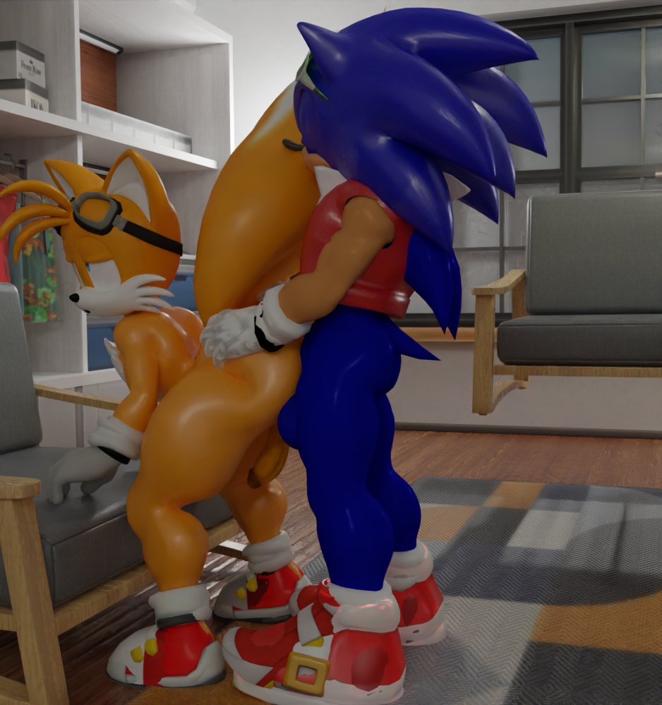 2boys, 3d, 3d (artwork), anal, anal insertion, anal sex, anthro, ass, balls, balls deep, big ass, bubble ass, bubble butt, fox, furry, gay, large ass, large penis, looking at ass, looking at partner's penis, male, male only, male/male, miles prower, penis, penis in ass, penis on ass, penis size difference, sega, small penis, sonic (series), sonic the hedgehog, sonic the hedgehog (series), susknuckles, tails, tails the fox