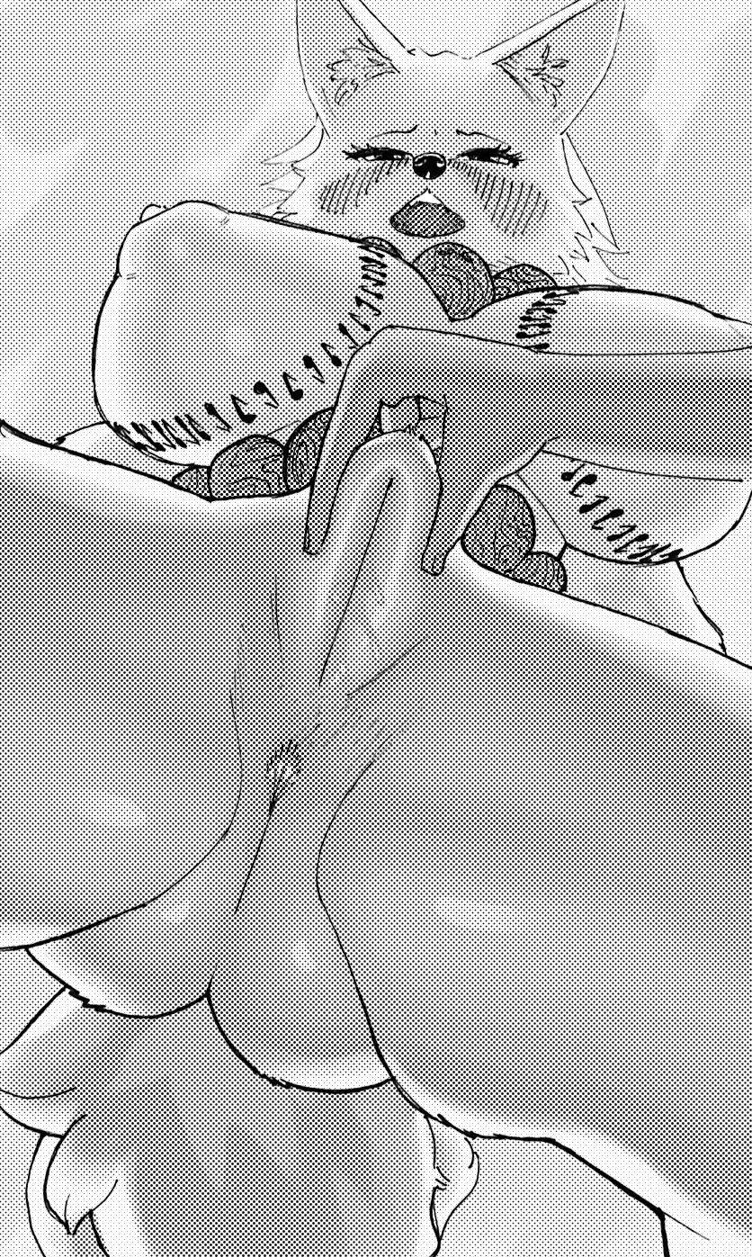 anthro anus areola ass big_breasts biped blush bodily_fluids breast_markings breasts digital_media_(artwork) dripping female genital_fluids genitals glistening halftone hi_res huge_breasts innie_pussy low-angle_view markings monochrome nipples pen_(artwork) plump_labia pussy pussy_juice pussy_juice_drip pussy_squish realius solo thick_thighs traditional_media_(artwork) worm's-eye_view