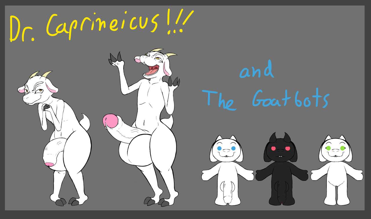 animal_humanoid anthro balls big_balls big_penis bovid caprine character_bio fingers flaccid foreskin genitals gentials goat group hooved_fingers hooved_toes hooves horn huge_balls huge_cock humanoid humanoid_genitalia humanoid_penis hunched_down hunched_over hunching hyper hyper_genitalia hyper_penis kahei_yattsu laugh machine mad_scientist male mammal model_sheet naked nude penis robot sexbot silly toony up_to_no_good