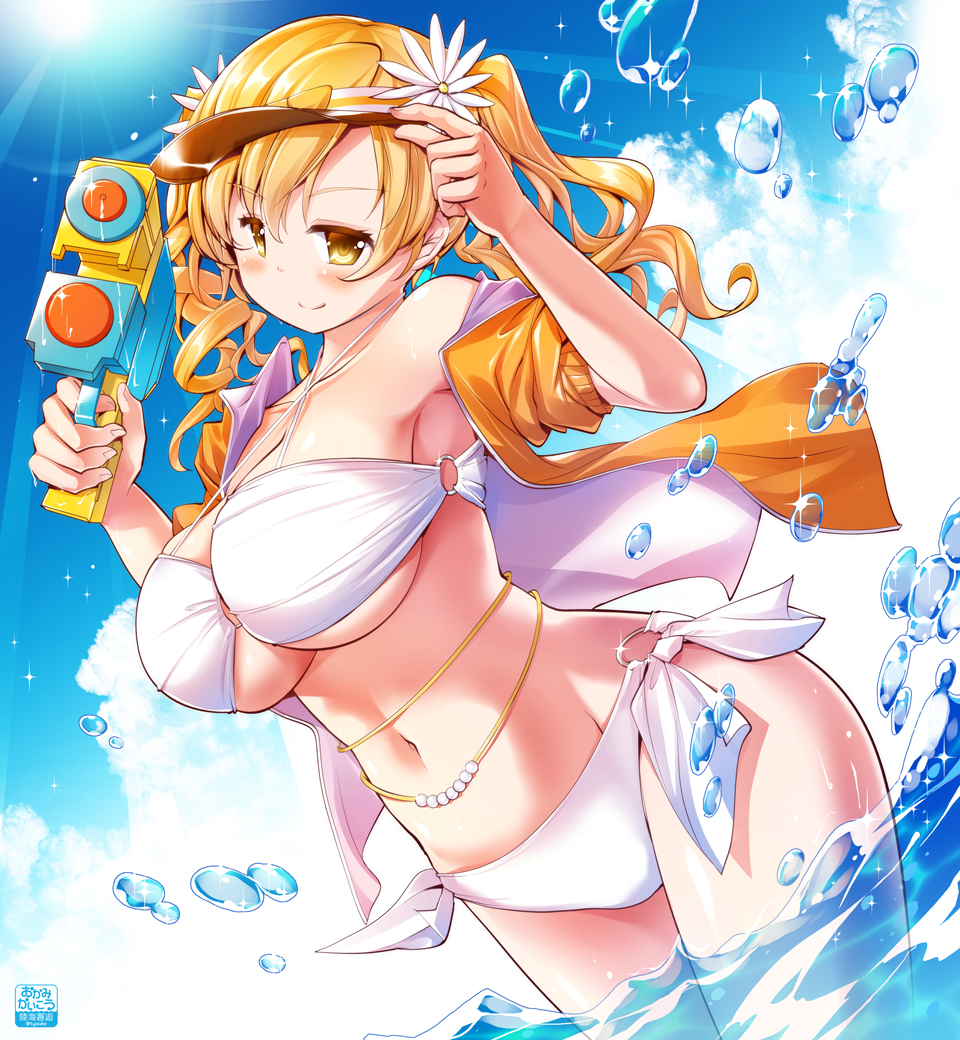 1girls ass beach bikini blonde_hair butt chauke curvaceous curvy curvy_body curvy_female curvy_figure magia_record:_mahou_shoujo_madoka_magica_gaiden mahou_shoujo_madoka_magica mami_tomoe medium_hair puella_magi_madoka_magica sea sensual solo solo_female solo_focus swimsuit tomoe_mami voluptuous voluptuous_female young