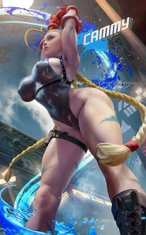 1girls, alternate version available, ass, big ass, big breasts, blonde hair, boots, breasts, cammy stretch, cammy white, capcom, curvaceous, female, female only, fully clothed, hands above head, hartman hips, hips, hourglass figure, large breasts, leaning forward, leotard, long hair, sakimichan, skindentation, solo, street fighter, stretching, text, thick, thick thighs, thighs, thunder thighs, thunderthighs, twin braids, wide hips