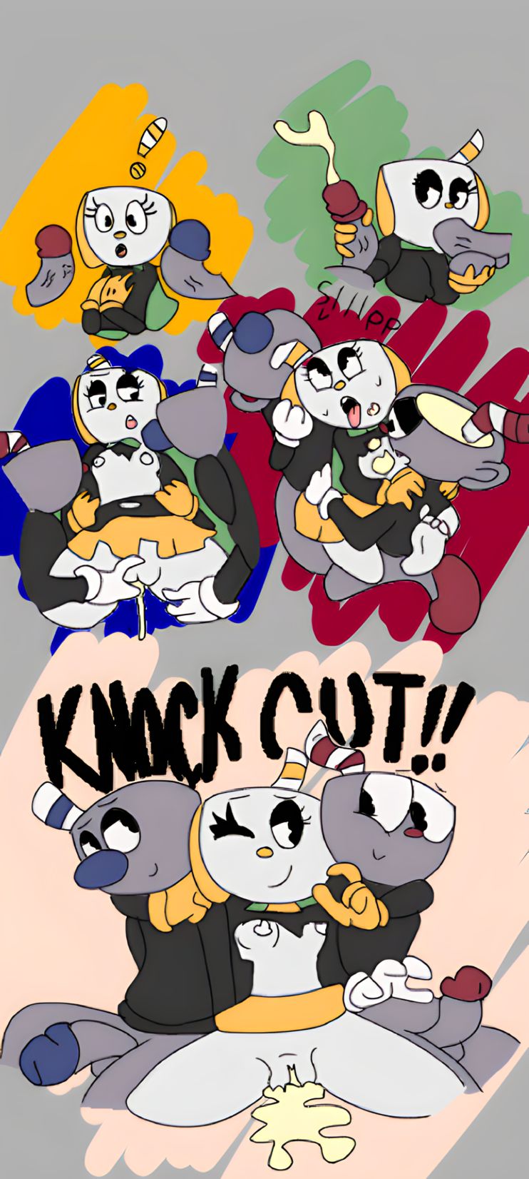 cum cup cuphead cuphead_(game) female mikahead_(character) mugman