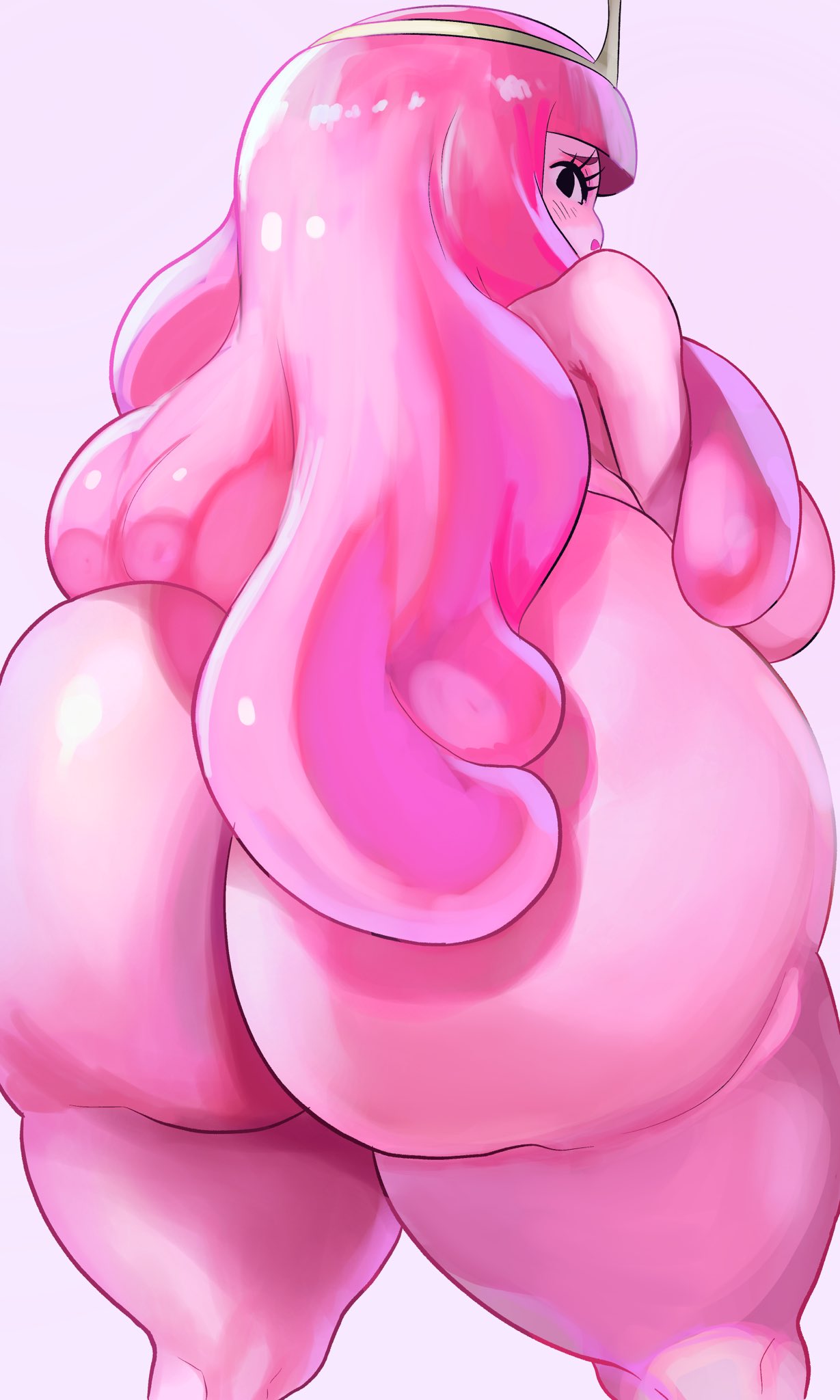 1girls, adventure time, ass, big ass, big butt, black eyes, bubble ass, bubble butt, cartoon network, completely nude, female, female focus, female only, huge ass, huge butt, long hair, naked, naked female, noblood, nude, nude female, pink background, pink body, pink hair, pink skin, princess bubblegum, ryandomonica, solo, solo female, thick ass, thick thighs, thighs, voluptuous, year request