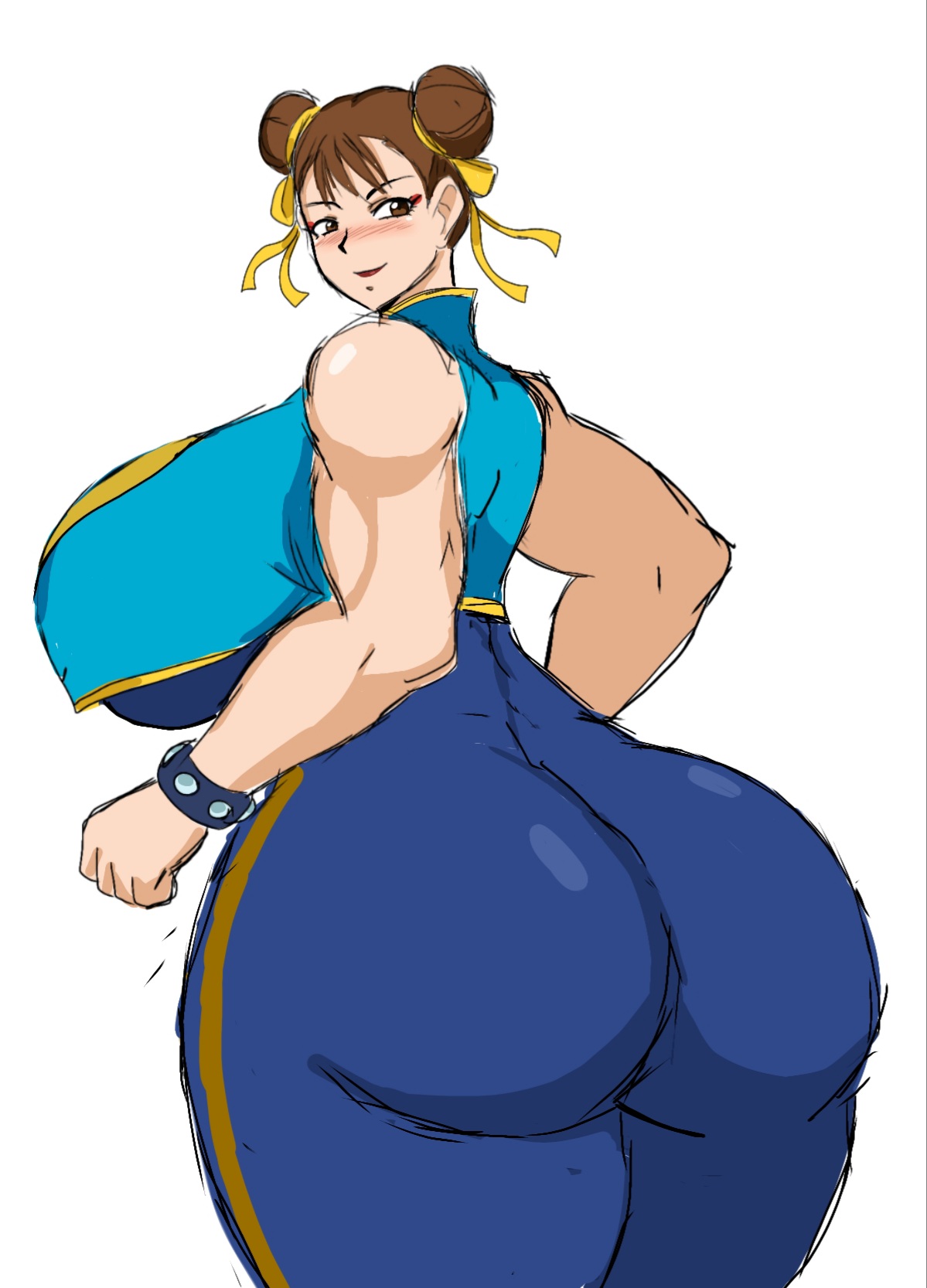 1girls, ass, back view, big ass, big breasts, big butt, breasts, bubble ass, bubble butt, chun-li, fat ass, fat butt, female, female only, fully clothed, huge ass, huge breasts, huge butt, hyper thighs, massive thighs, momiji (artist), solo, street fighter, street fighter alpha, thick ass, thick thighs, thunder thighs
