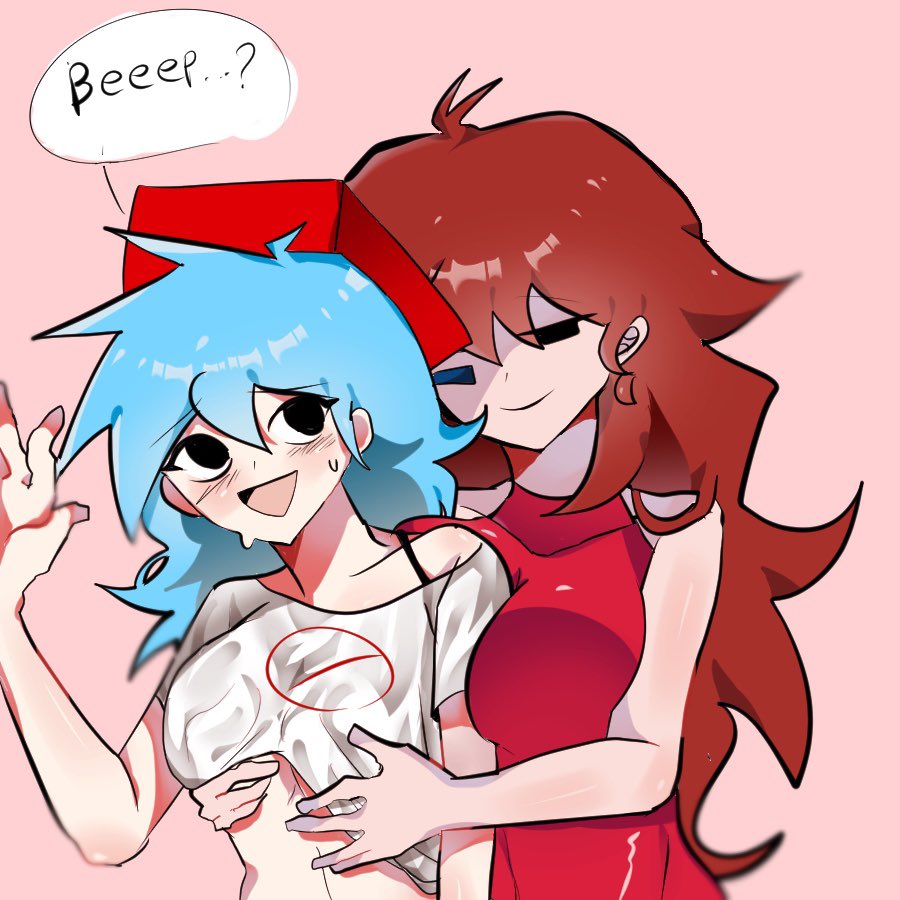 boyfriend (friday night funkin), crop top, female, female boyfriend (friday night funkin), female only, femdom, fnf raila, friday night funkin, friday night funkin mod, from behind, girlfriend (friday night funkin), grope, groping, half-closed eyes, imminent sex, mob face, rule 63, surprised, yuri