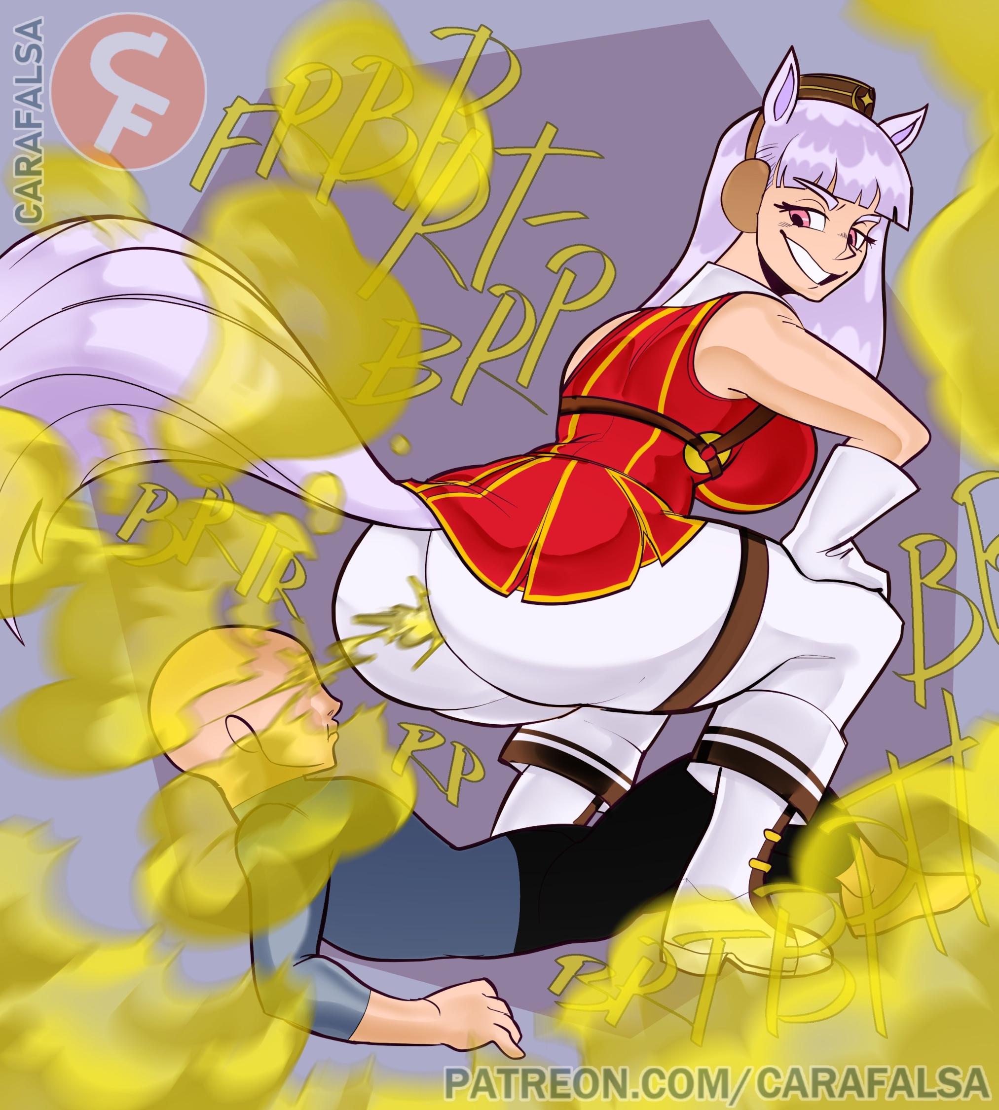 1girls, ass, ass focus, big ass, carafalsa, clothed, clothed female, fart, fart cloud, fart fetish, fart torture, farting, farting in face, farting on another, farting on face, female, gassy, gassy female, gold ship (umamusume), jpg, light skin, light-skinned female, male, onomatopoeia, tagme, umamusume, umamusume pretty derby