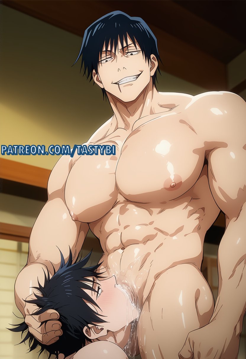 ai generated, blowjob, da, dad and son, daddy, fushiguro megumi, gay, gay incest, gay sex, incest, jujutsu kaisen, male, male only, muscular, sexdyaoi, toji fushiguro