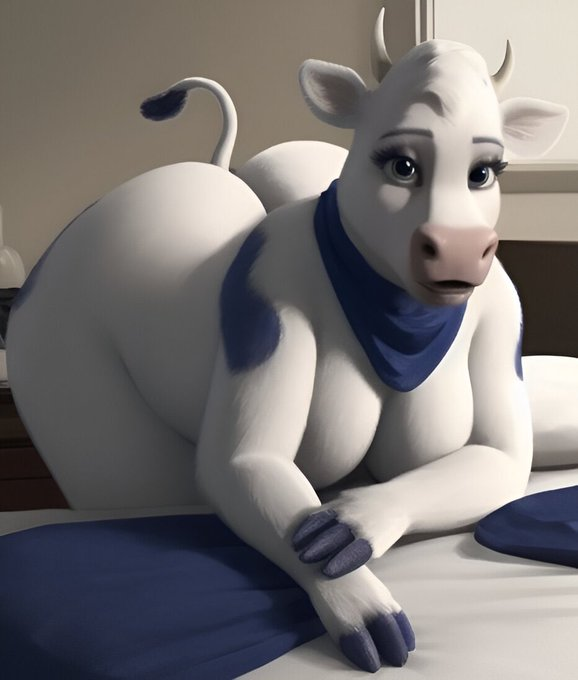 ai_generated ass big_ass big_butt bovine commercial editokur999 female fur furry lactaid lactaid_cow nude presenting presenting_hindquarters realistic room smiling