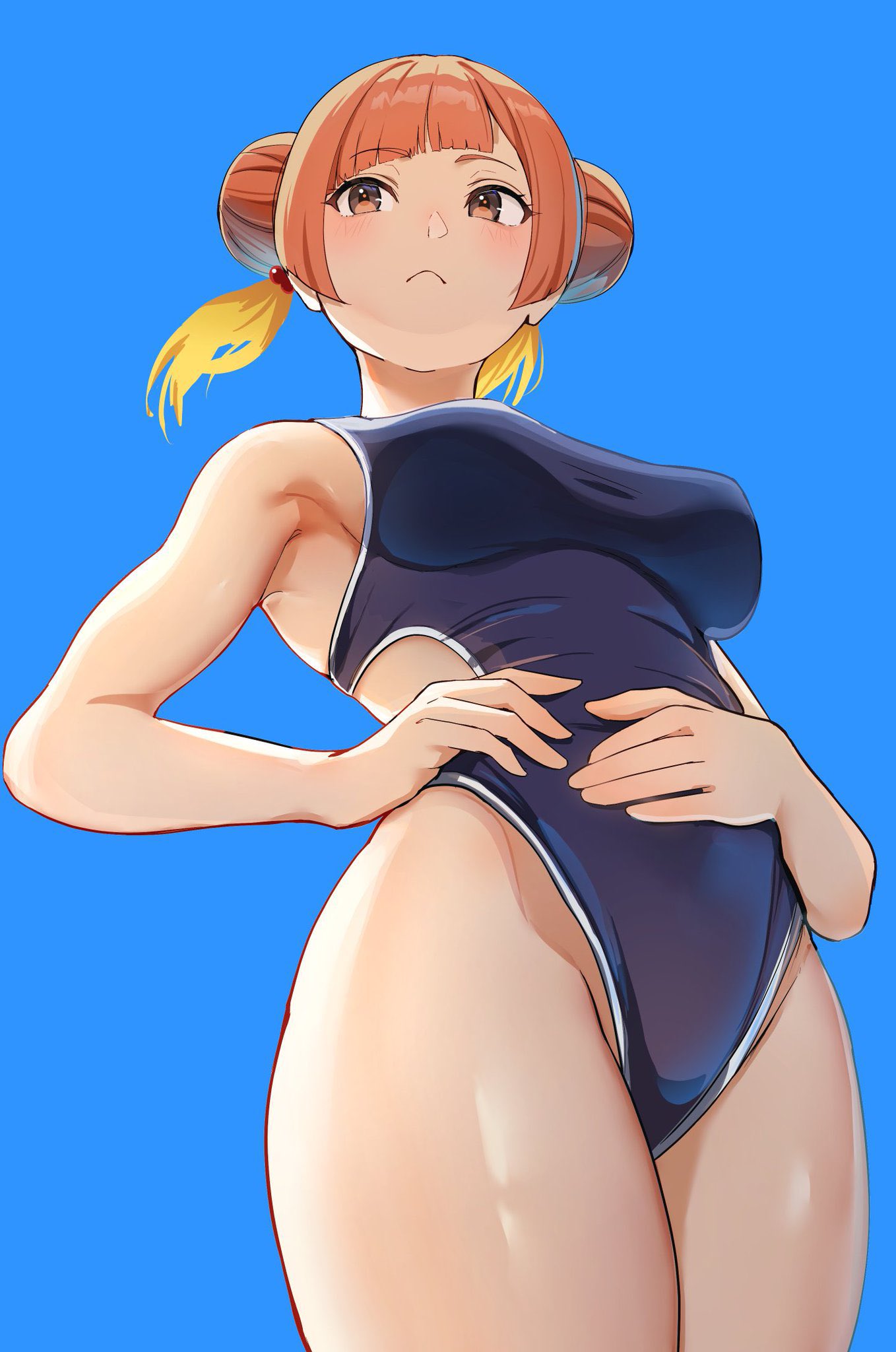 1girls absurd_res absurdres adult adult_female areola_bulge armpits bare_armpits bare_arms bare_hands bare_hips bare_legs bare_shoulders bare_skin bare_thighs belly bikini blue_background blue_bikini blue_one-piece_swimsuit blue_swimsuit blue_swimwear blush blushing_at_viewer blushing_female breasts breedable brown_eyebrows brown_eyes brown_eyes_female brown_hair brown_hair_female child_bearing_hips dot_nose elbows embarrassed embarrassed_female exposed exposed_armpits exposed_arms exposed_legs exposed_shoulders exposed_thighs female female_focus female_only fingers fuckable groin hair_bun hair_ornament hair_ornaments hand_on_belly hand_on_hip hand_on_own_belly hand_on_own_hip hand_on_own_stomach hand_on_own_waist hand_on_stomach hand_on_waist high_resolution highres hourglass_figure large_breasts laufen_(sousou_no_frieren) lean_body lean_figure legs light-skined_female light-skinned light-skinned_female light_skin light_skin_female light_skinned light_skinned_female looking_down looking_down_at_viewer mature mature_female narrow_waist nipple_bulge one-piece_swimsuit orange_eyebrows orange_hair orange_hair_female pussy shiny_hair shiny_legs shiny_skin shiny_thighs short_hair shoulders simple_background slender_body slender_waist slim_girl slim_waist solo sousou_no_frieren standing swimsuit swimwear thick_thighs thighs thin_waist twin_buns underboob upper_body v-line wide_hips yami_anko