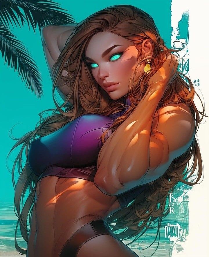 1girls, abs, ai generated, alien, athletic, athletic female, bangs, bare shoulders, big breasts, bikini, breasts, clothed, clothes, clothing, dc, dc comics, female, female only, green eyes, hanging breasts, huge breasts, humanoid, koriand'r, large breasts, long hair, looking at viewer, muscular, muscular female, nai diffusion, orange skin, pink bikini, pink hair, pink swimsuit, red hair, shiny skin, solo, solo female, stable diffusion, starfire, swimsuit, tamaranean, teen titans, toned, toned female, top heavy, voluptuous, wavy hair