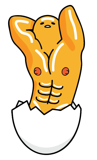 1boy 2019 abs animate_inanimate areola bald barazoku biceps black_eyes cursed_image earless egg egg_shell egg_yolk food food_creature food_humanoid frown frowning_at_viewer glistening glistening_abs glistening_arm glistening_arms glistening_body gudetama gudetama_(character) hands_behind_head humanoid humor looking_at_viewer male male_only manly muscular narrowed_eyes nipples noseless not_furry nude nude_male open_mouth orange_areola orange_body orange_nipples pecs portrait pose raised_arms sanrio shell simple_background simple_eyes solo squint teeth toony triceps unknown_artist what white_background