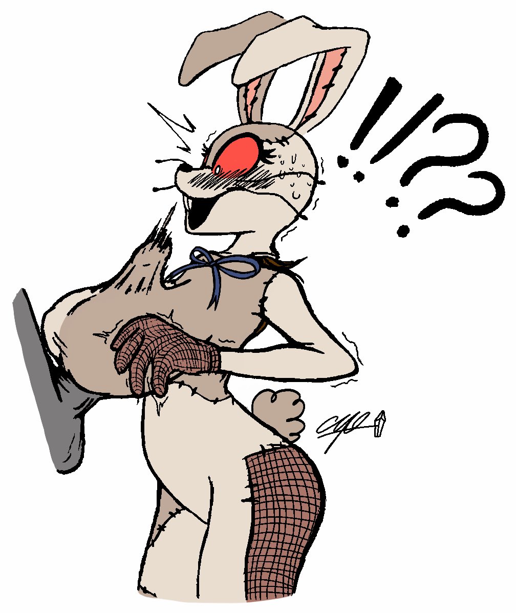 1girls, anthro, big breasts, blush, breasts, bunny costume, clothed, clothed paizuri, clothing, costume, dubious consent, female, five nights at freddy's, five nights at freddy's: security breach, fully clothed, fully clothed female, paizuri, paizuri under clothes, siroppeicrystal, stitched, straight, surprised, vanny (fnaf)