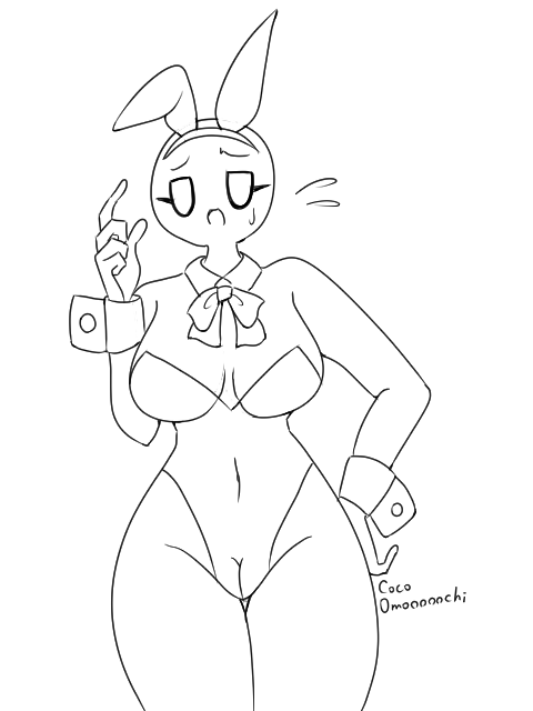 1girls big_breasts cleavage cocomooooochi countryhumans countryhumans_girl covered_navel detached_collar female hand_on_hip japan_(countryhumans) leotard monochrome open_mouth playboy_bunny sketch solo thighs wrist_cuffs