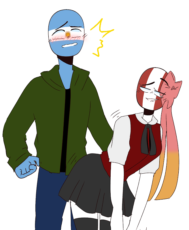 ._. 1boy 1girls argentina_(countryhumans) ass clothing countryhumans countryhumans_girl duo female furude_mady male peru_(countryhumans) simple_background white_background