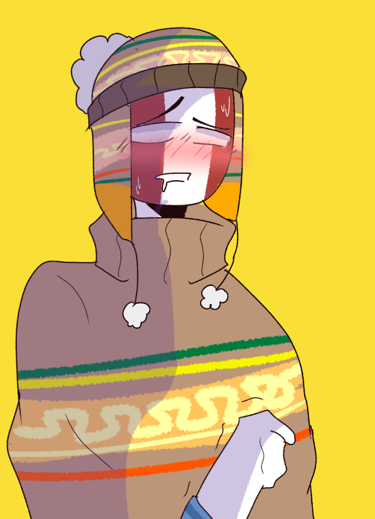 1boy blush chullo clothing countryhumans furude_mady male male_only no_pupils peru_(countryhumans) white_eyes