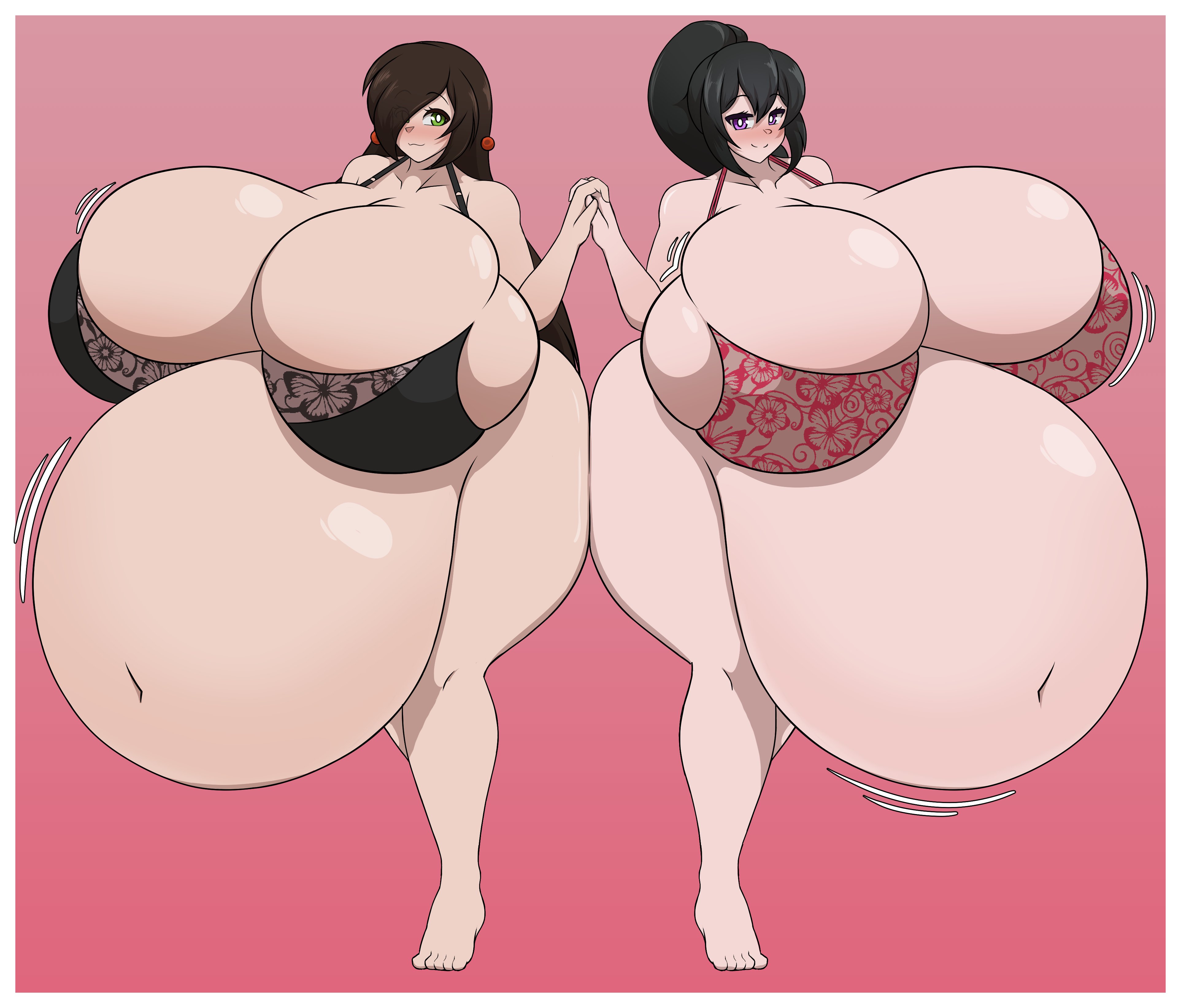 big belly, breast expansion, breast growth, breast growth (enlargement), breasts, enormous breasts, fat, female, gigantic belly, hyper, hyper breasts, takano (artist), thick thighs, vannie (takano), weight gain
