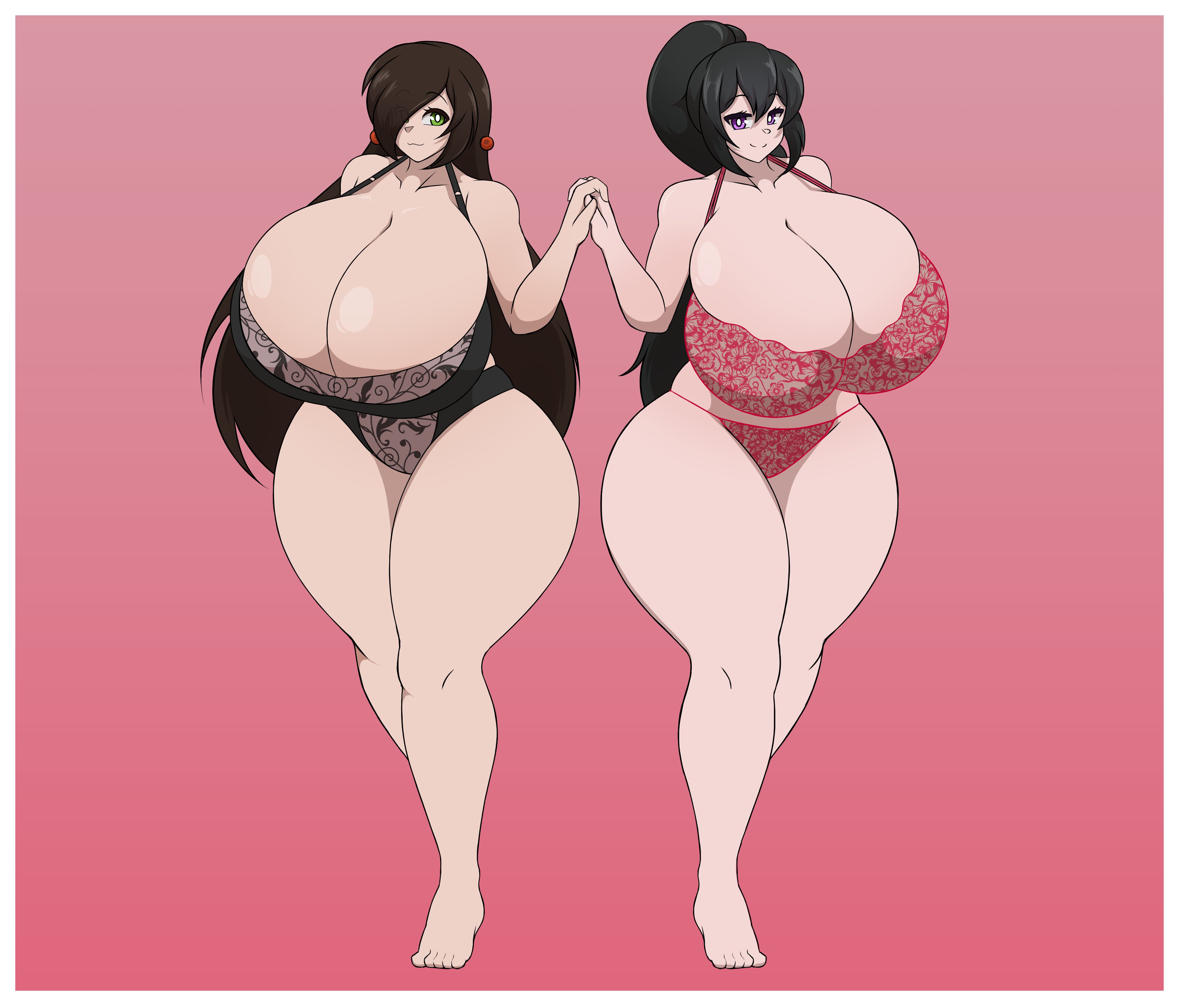 big breasts, breast expansion, breast growth, breast growth (enlargement), breasts, female, huge breasts, takano (artist), thick thighs, vannie (takano), weight gain