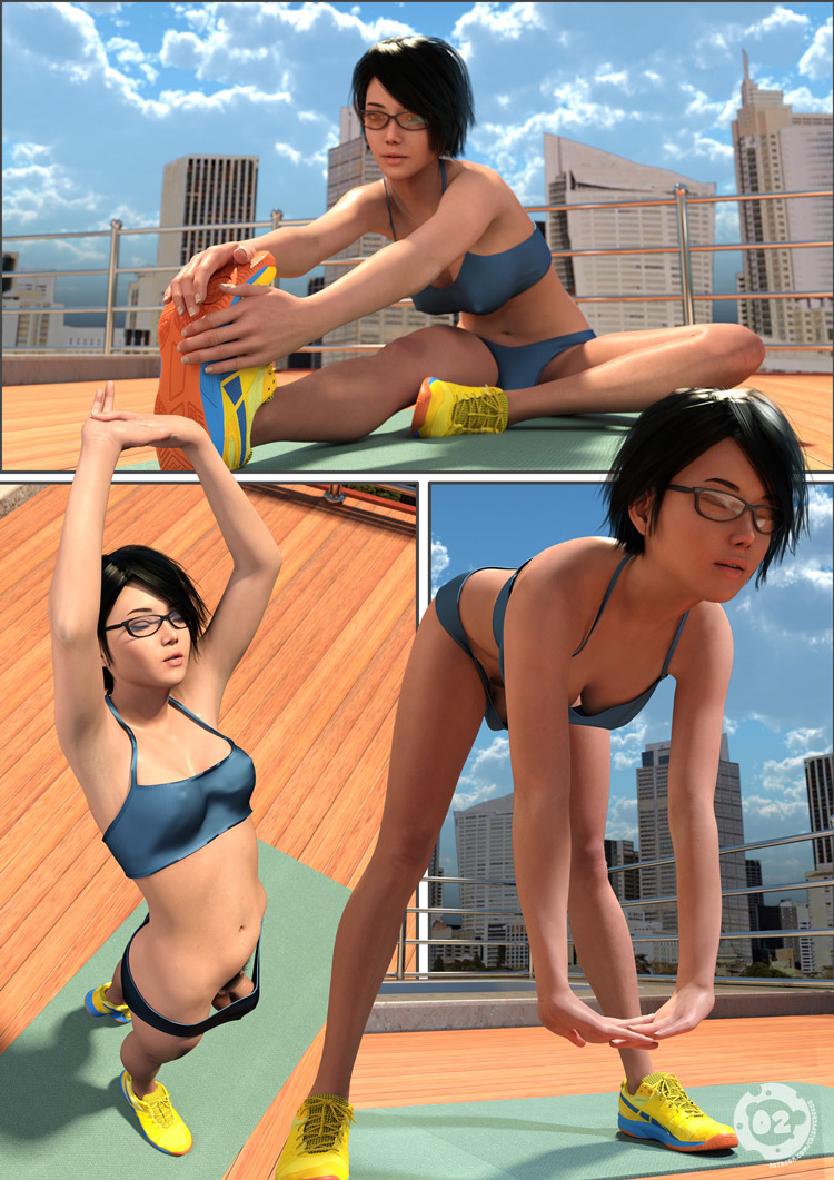 1futa 1girls 2019 3d asian asian_futanari bent_over black_hair clothed clothing crispycheese futa_only futanari glasses medium_breasts nagisa_tsukuda_(crispycheese) original_character outdoor outdoors outside short_hair solo solo_futa stretching