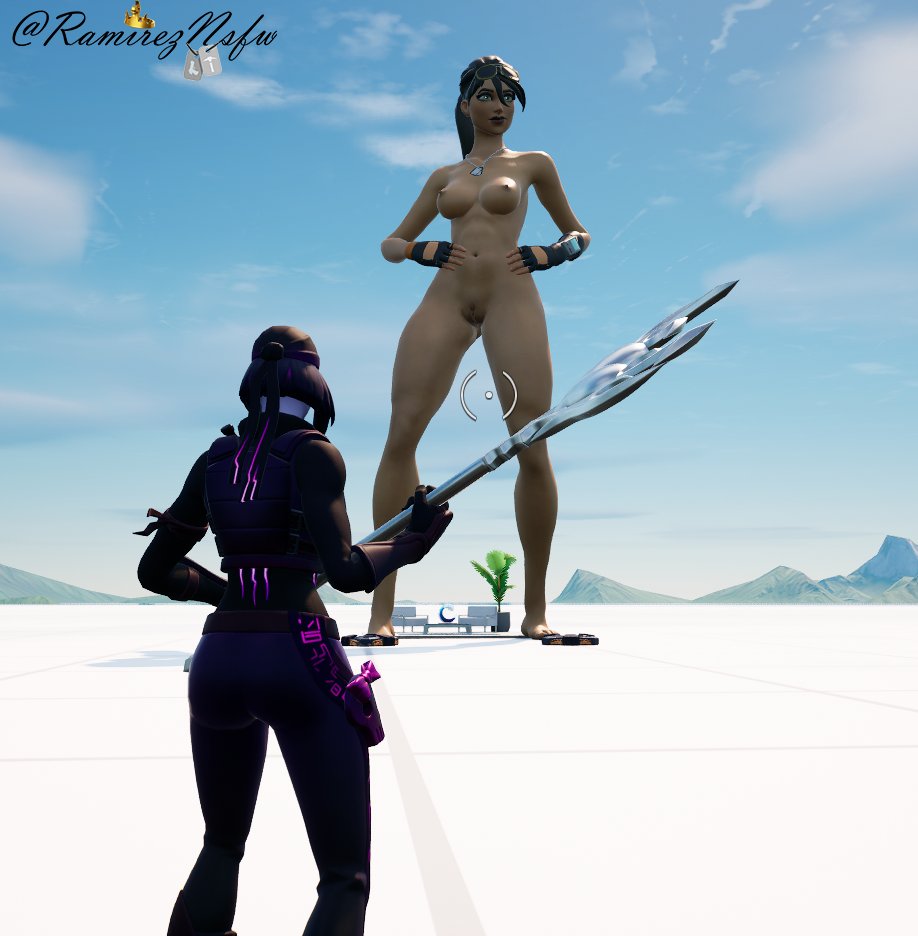 breasts dark_skully_(fortnite) fingerless_gloves fortnite game_screenshot gameplay gameplay_mechanics gameplay_screenshot giant giant_female nude nude_female pose posing pussy ramirez_(fortnite) ramireznsfw uefn