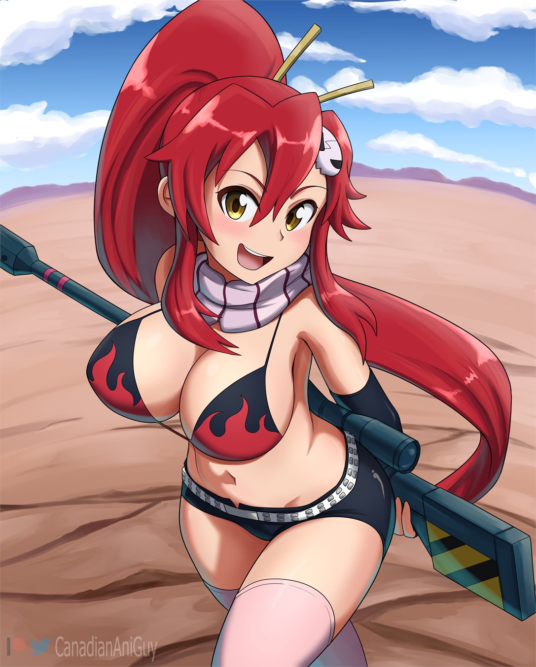 1girls bra breasts canadiananiguy female female_only light-skinned_female light_skin outside pointy_chin red_hair solo tagme tengen_toppa_gurren_lagann yoko_littner