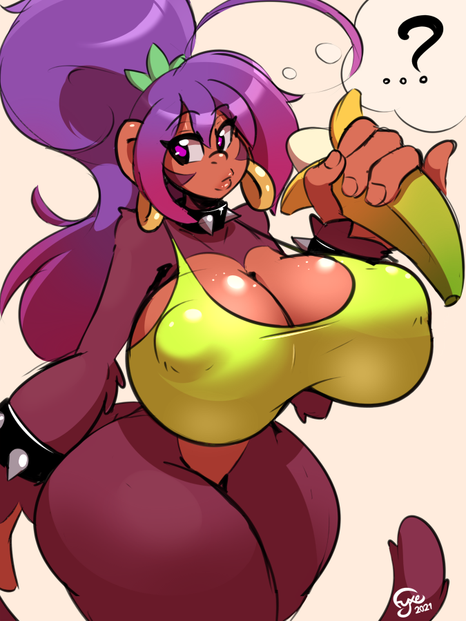 1girls anthro banana big_ass big_breasts fyxe fyxe_(artist) huge_ass huge_breasts huge_hips looking_at_viewer monkey solo_female wide_hips