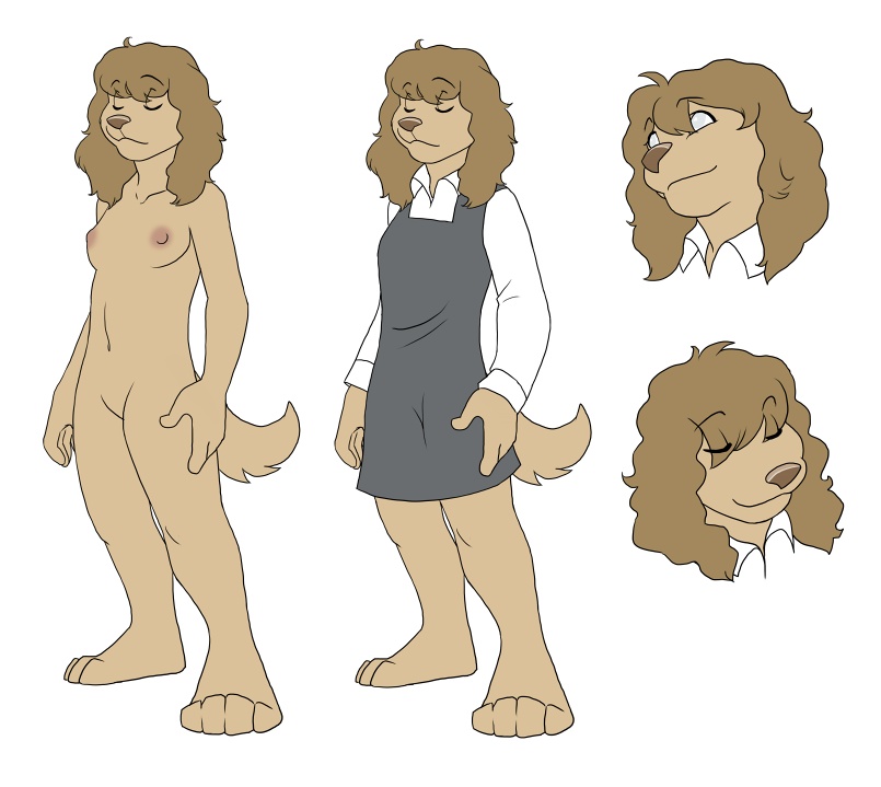 anthro blind canine fur furry jailbird maggie model_sheet nude spaniel