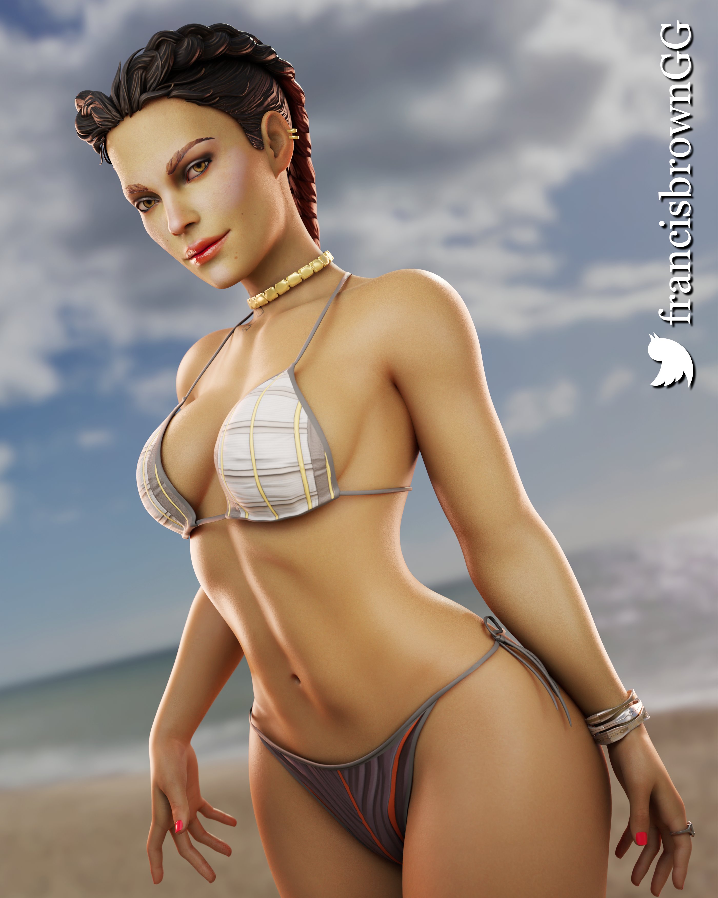 1girls, 3d, alternate version at source, alternate version available, apex legends, athletic, athletic female, beach, big breasts, bikini, black hair, blender, braided hair, braided twintails, brazilian, breasts, brown eyes, brown hair, brown skin, brown-skinned female, dark skin, dark-skinned female, electronic arts, eyeliner, female, female only, francis brown, large breasts, latina, loba (apex legends), petite, pigtails, red eyeshadow, red hair, red lipstick, respawn entertainment, seductive eyes, seductive look, seductive mouth, solo, swimsuit, tattoo, twintails, two-tone hair, yellow eyes