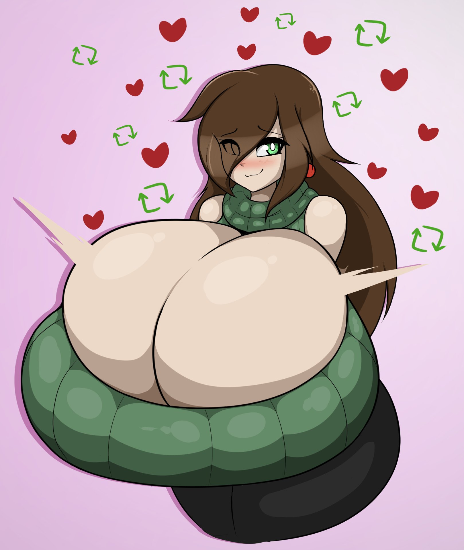 big breasts, blush, breast expansion, breast growth, breast growth (enlargement), breasts, female, huge breasts, sweater, takano (artist), vannie (takano)