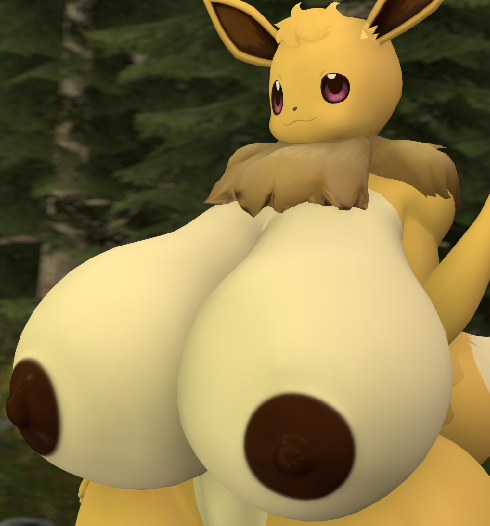 3d 3d_(artwork) anthro coriponer eevee eeveelution furry furry_female furry_only gigantic_breasts nipples pokémon_(species) pokemon pokemon_(species) thick_ass thighs