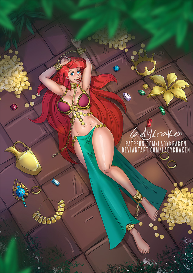 1girls alternate_costume alternate_version_available ankle_cuffs ariel armpits artist_name background barefoot belly_dancer belly_dancer_outfit big_breasts bikini blue_eyes bondage bra breasts chain_leash chained chained_ankles chained_wrists chains cleavage clothed clothed_female clothing collar cuffs detailed_background disney disney_princess enslaved_royal feet femsub from_above gold_(metal) hair happy happy_sub harem_girl harem_outfit jewelry knees ladykraken large_breasts leash lipstick loincloth long_hair lying money mostly_clothed naked neckwear nude nude_female on_back partially_clothed pussy red_hair red_lipstick royalty shaved_pussy shiny_skin slave slave_bikini slave_collar slave_leia_(cosplay) slave_outfit slavegirl smile submissive submissive_female teeth the_little_mermaid treasure underwater voluptuous water willing_sub wrist_cuffs