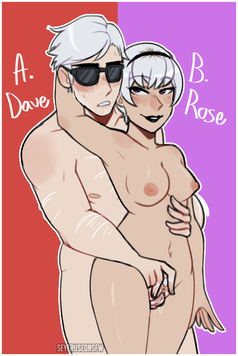 1boy 1boy1girl 1girls between_thighs black_lipstick breasts_out dave_strider female homestuck incest lipstick male orientation_play penis_between_legs penis_between_thighs rose_lalonde seyerusednsfw sibling sibling_incest siblings spread_pussy wet wet_pussy white_hair