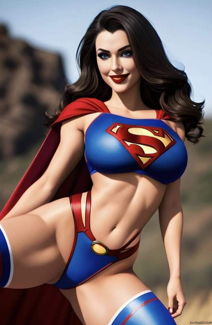 1girls ai_generated alien alien_girl alien_humanoid big_breasts black_hair blue_eyes breasts busty cape clara_kent curvy curvy_female curvy_figure dc dc_comics earth_11 female female_only hips kryptonian light-skinned_female light_skin lipstick red_lipstick rule_63 smile solo solo_female straight_hair superheroine superman_(series) superwoman thighs voluptuous wide_hips