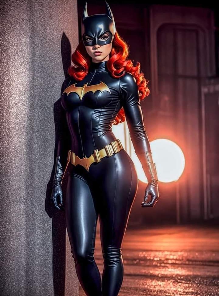 1girls, ai generated, barbara gordon, batgirl, breasts, curvy, curvy figure, dc, dc comics, female, female only, gloves, heroine, light skin, light-skinned female, red hair, solo, solo female, straight hair, superheroine, tight clothing, wide hips