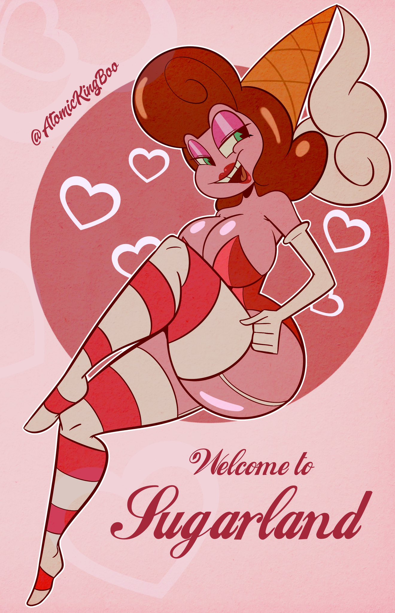 1girls, atomickingboo, baroness von bon bon, big breasts, breasts, busty, cleavage, cuphead (game), curvaceous, curvy, curvy figure, digital drawing (artwork), digital media (artwork), eyebrows, eyelashes, eyes, female, female focus, hair, hips, hourglass figure, huge breasts, large breasts, legs, light skin, light-skinned female, lips, mature, mature female, netflix, pink body, pink skin, pink-skinned female, rubberhose, studio mdhr, the cuphead show, thick, thick legs, thick thighs, thighs, toned, toned female, top heavy, upper body, voluptuous, waist, wide hips