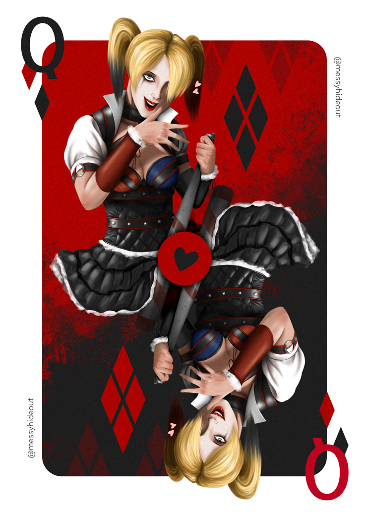 batman:_arkham_knight batman_(series) card dc dc_comics design female_only harley_quinn harley_quinn_(arkham) messyhideout portrait