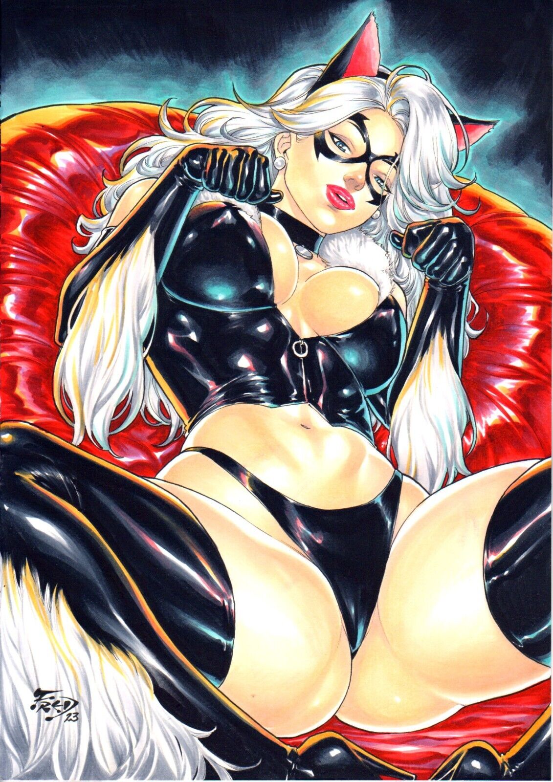 1girls 2023 black_cat_(marvel) curvaceous curvy_body curvy_figure ed_benes_studio felicia_hardy female_focus female_only fred_benes high_heels highres huge_breasts lingerie marvel marvel_comics panties seductive_eyes spider-man_(series) underwear voluptuous voluptuous_female