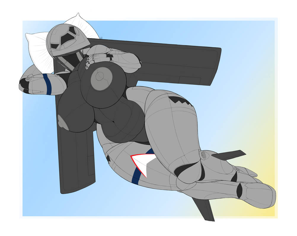 aeromorph aircraft airplane b-2 big_breasts eyeless grey_body living_aircraft living_machine ndragon3 pinup simple_background wings