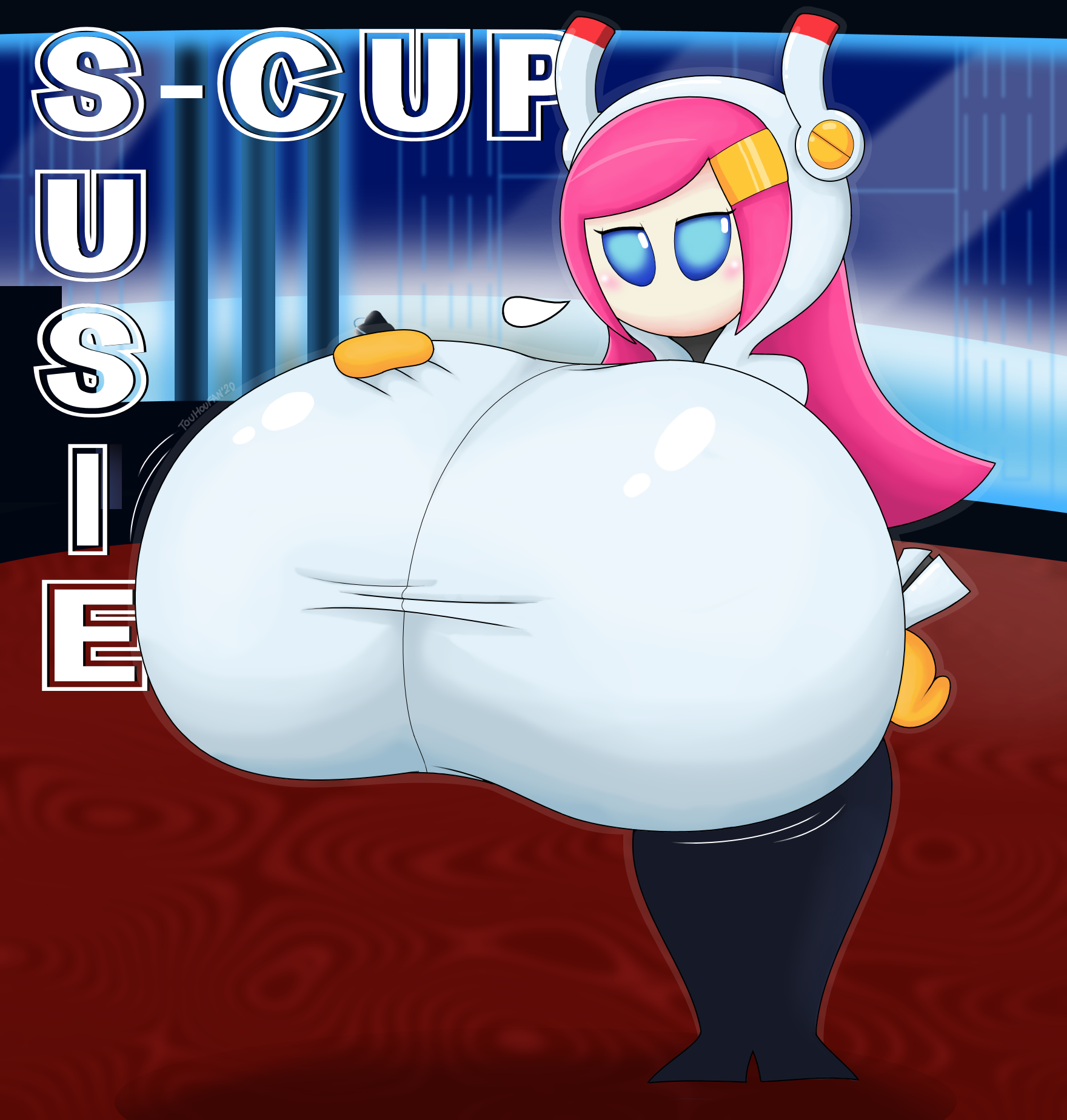 blue eyes, breasts, female, huge breasts, hyper breasts, kirby (series), kirby planet robobot, pink hair, susanna patrya haltmann, susie (kirby), tagme, touhoufan, yellow gloves