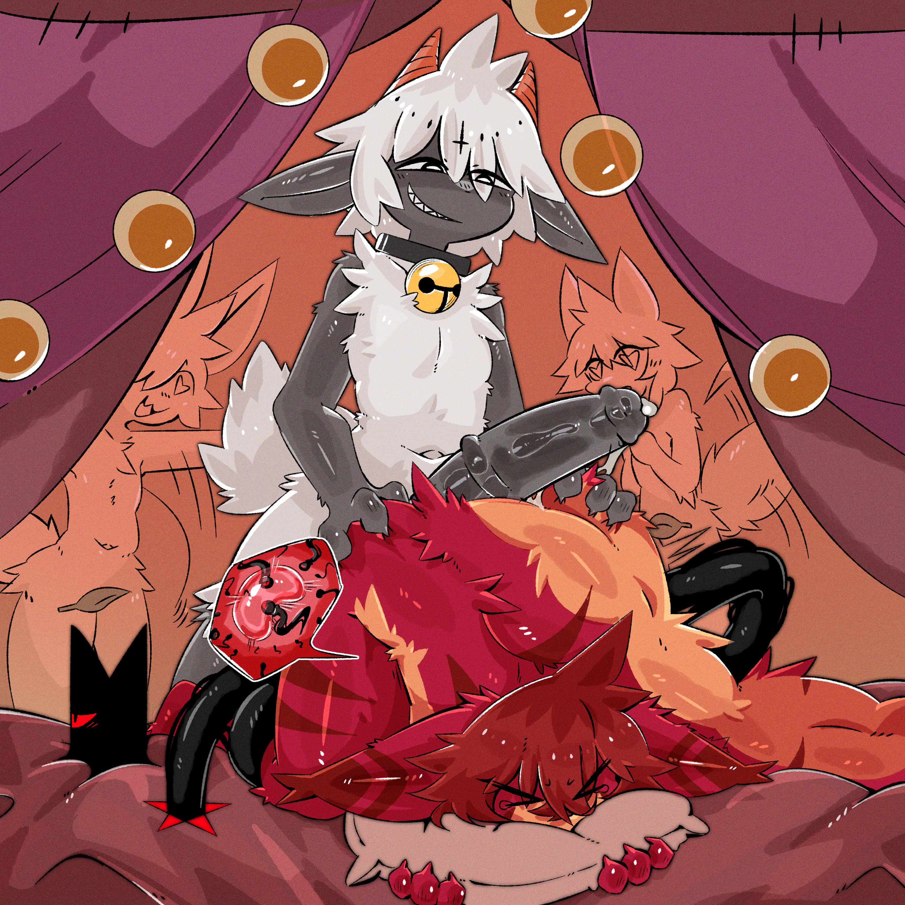 bed, bedroom, big ass, big butt, big penis, cult of the lamb, cute, dark fur, dark skin, duo, duo male, fertilization, fur, furry, furry ass, furry ears, furry only, gaogomon, gaogomon (oc), gay, gay anal, gay male, gay sex, hot, impregnated, impregnation, inside, lamb (cult of the lamb), male pregnancy, mpreg, pregnant, pregnant male, red hair, sex, sexy