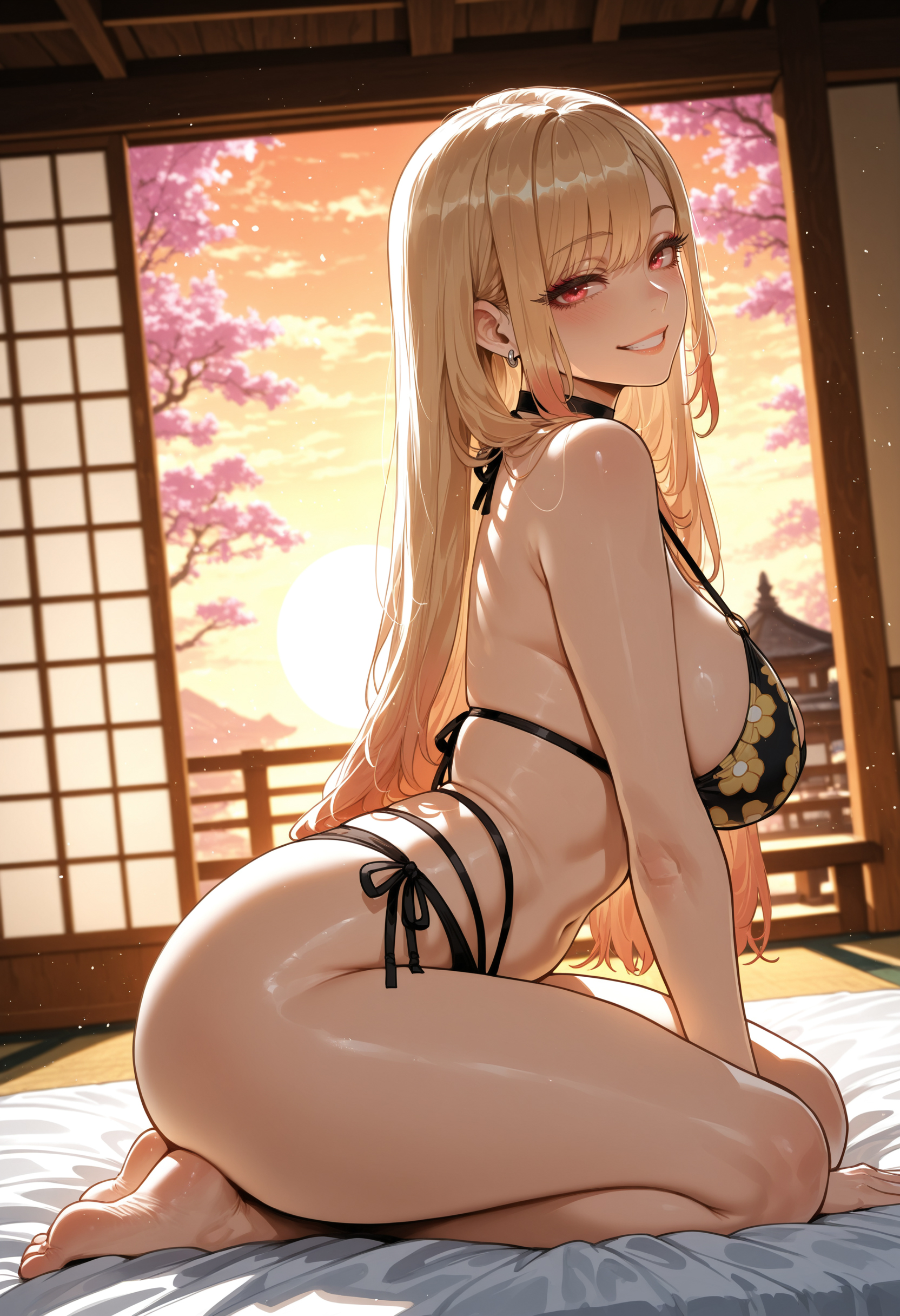 ai generated, ass, ass focus, attractive, big ass, big breasts, big butt, big thighs, bikini, blonde hair, cute, dark brown eyes, dark pink eyes, female, female only, hot, huge ass, huge butt, huge thighs, kitagawa marin, miyuai, my dress up darling, pink eyes, sexy, sexy body, sexy female, solo, sono bisque doll wa koi wo suru, thick, thick ass, thick butt, thick legs, thick thighs