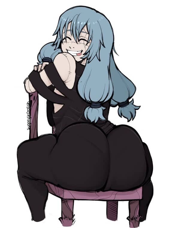 big ass, jujutsu kaisen, mahito (jujutsu kaisen), sitting, smiling, sugarystarfish