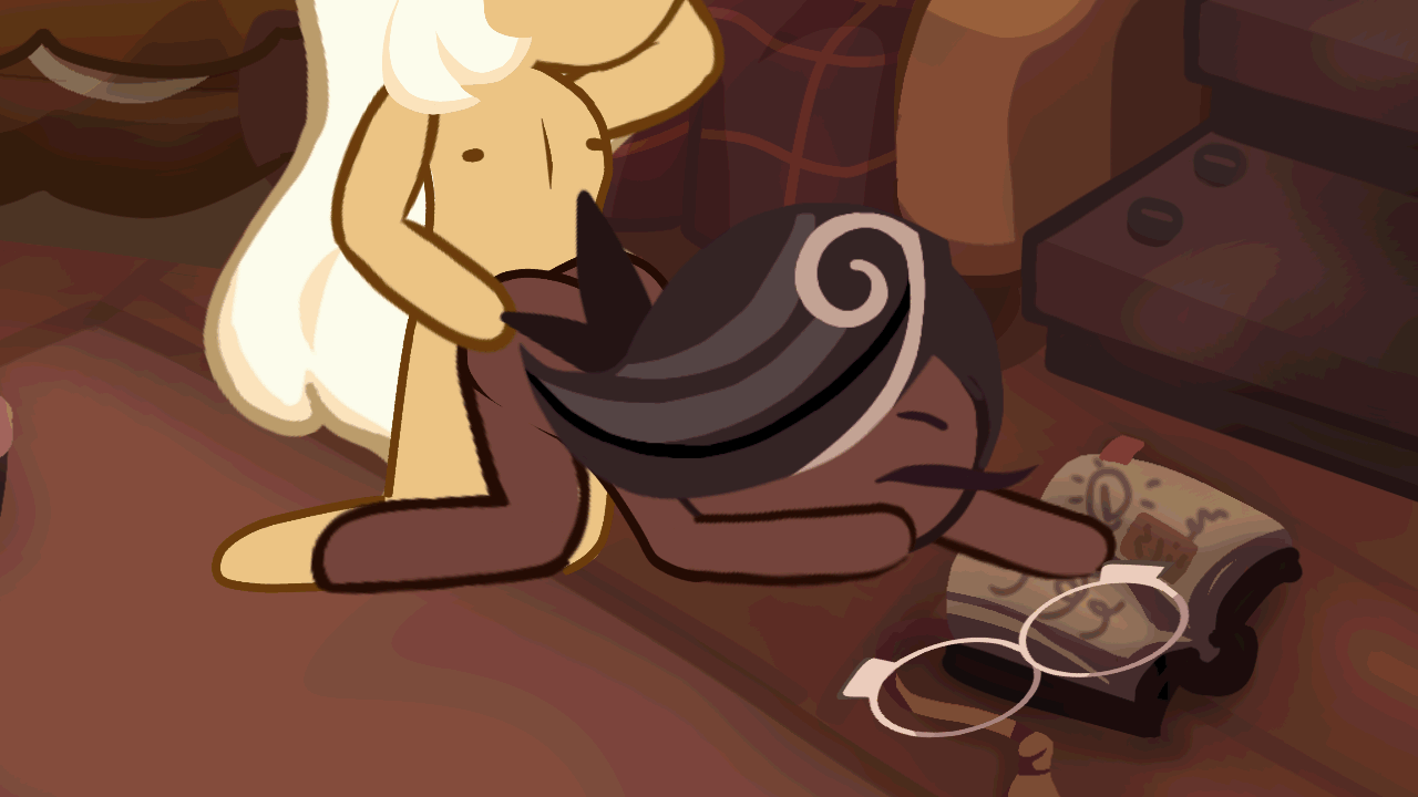 animated, backshots, blonde hair, brown hair, cookie run, cookie run kingdom, espresso cookie, floor, floor sex, gay, gay domination, gay male, gay sex, glasses, kashatoma66, madeleine cookie, male, non-human, non-human only, passionate, passionate sex, pleasured, ponytail, toony, toony face, video